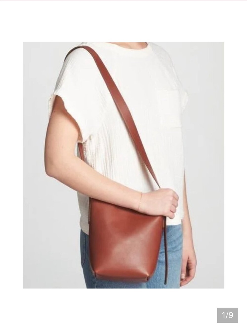 MADEWELL The Essential Mini Bucket Tote in Leather -uses good condition
